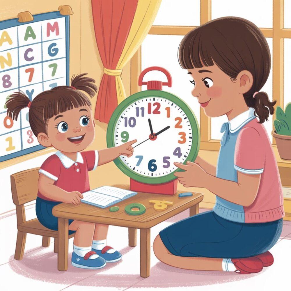 Dziecko uczy się zegara