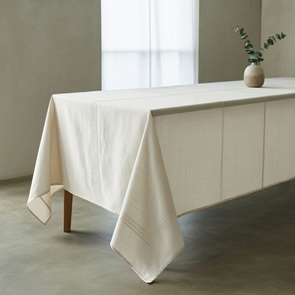 aranżacja stołu z obrusem