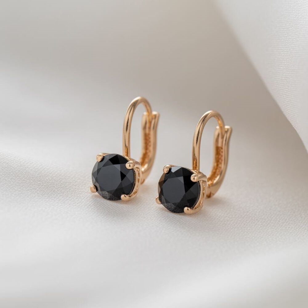 czarne kolczyki cyrkonie