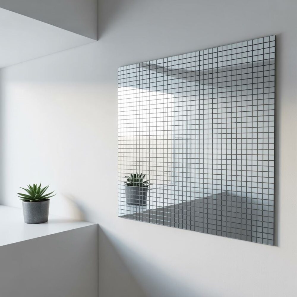 dekoracyjne lustro z kwadratów