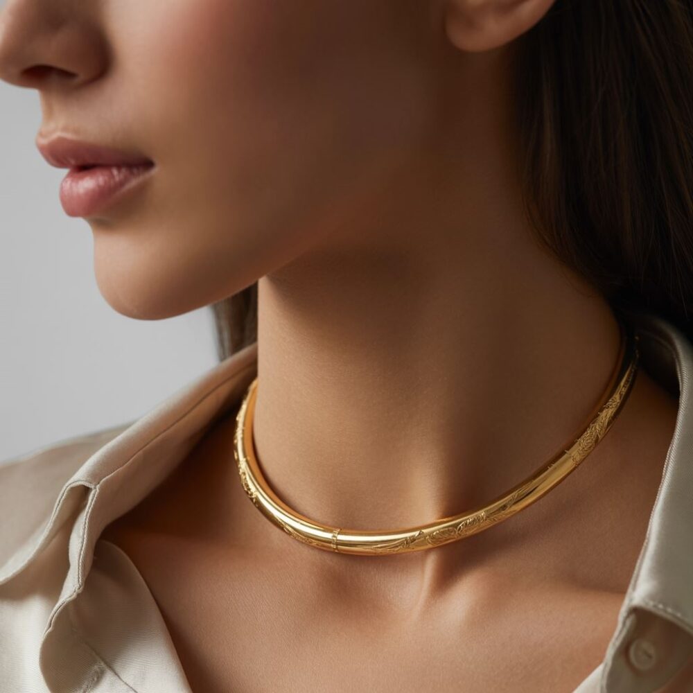 detal złotego naszyjnika