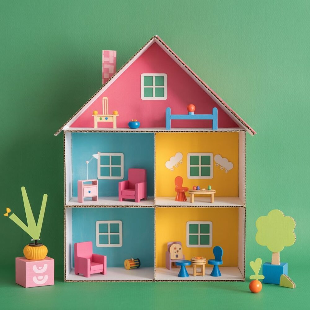 domek dla lalek z kartonu