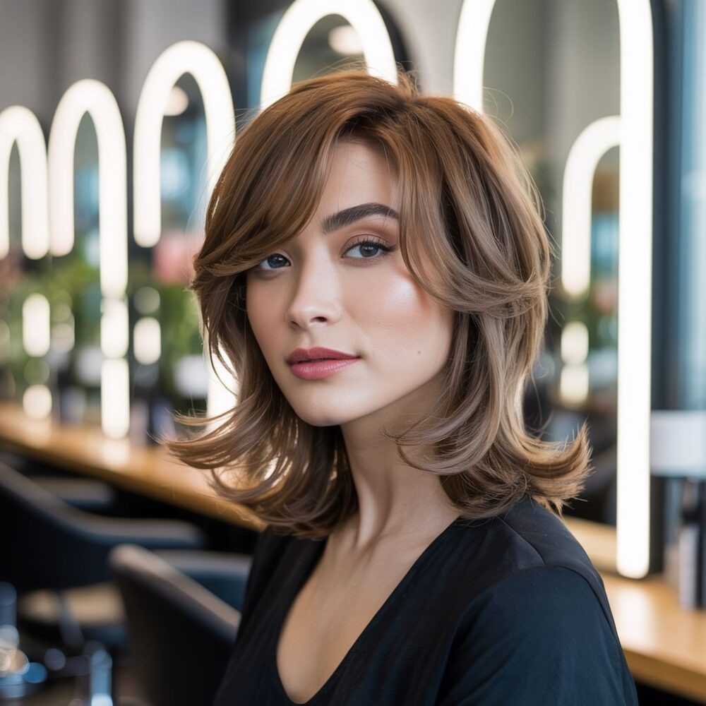 fryzura do pociągłej twarzy