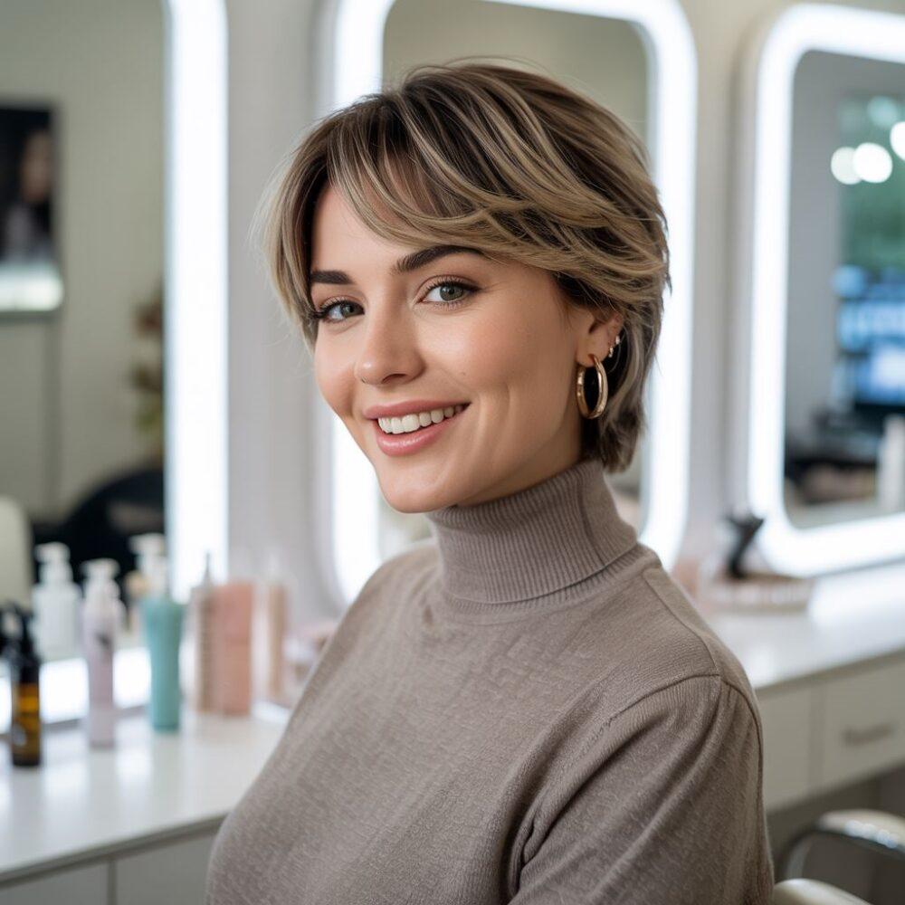 fryzura z grzywką na bok