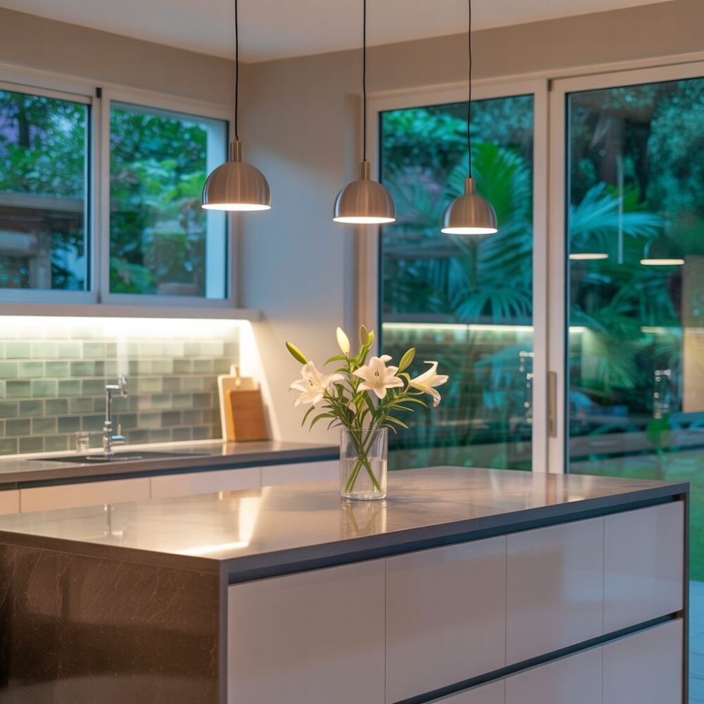 lampy nad wyspą kuchenną