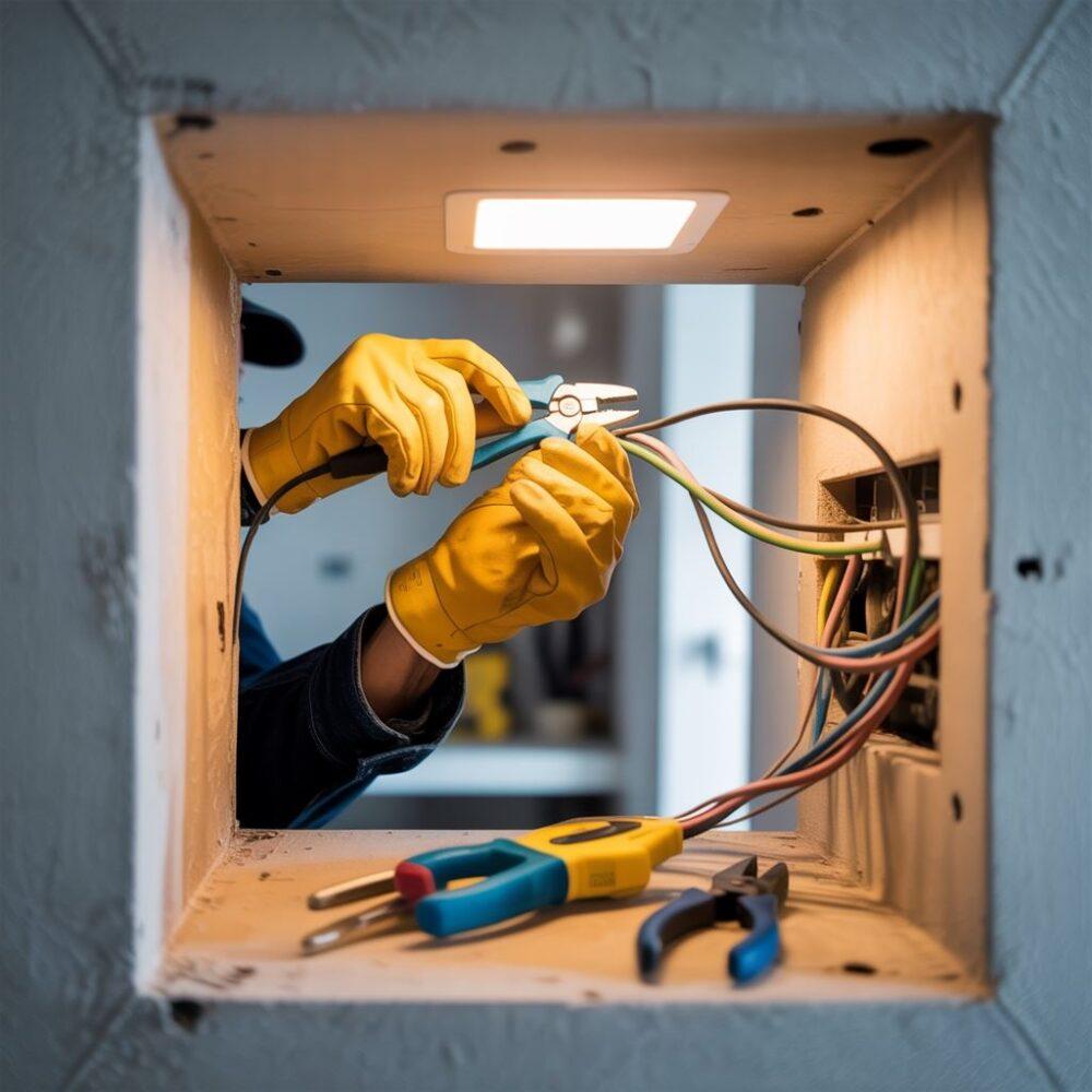 narzędzia elektryka przy kablach