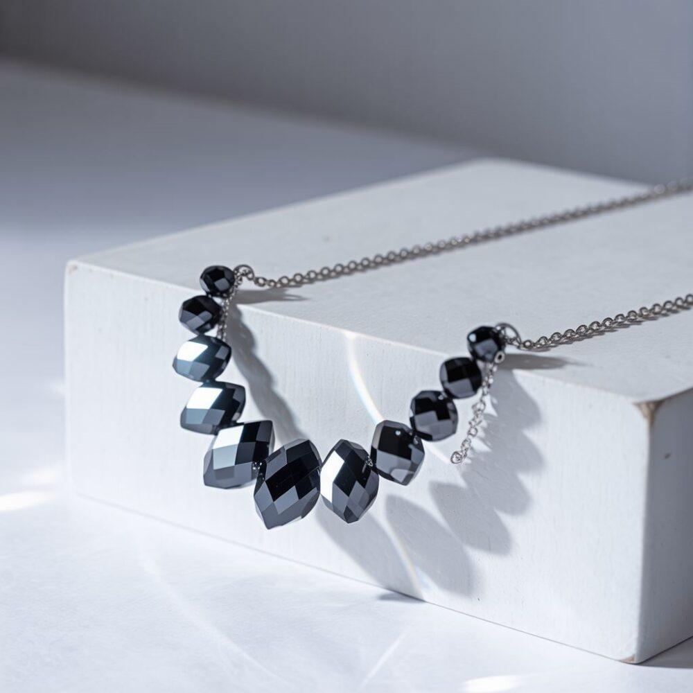 naszyjnik czarne kryształki