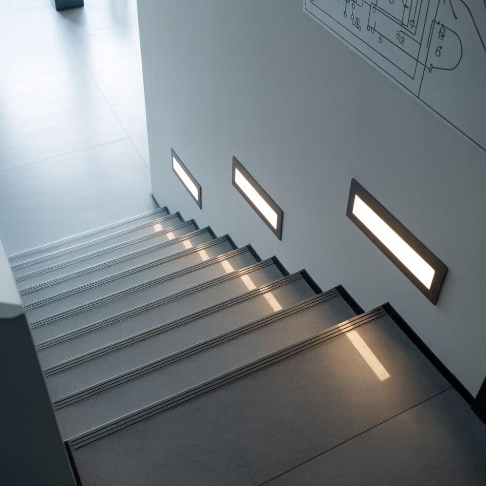 nowoczesne schody z czujnikami