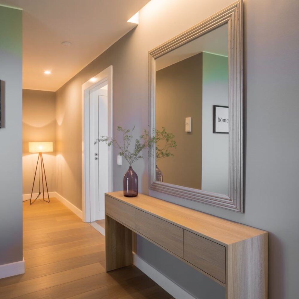 nowoczesny korytarz z lustrem
