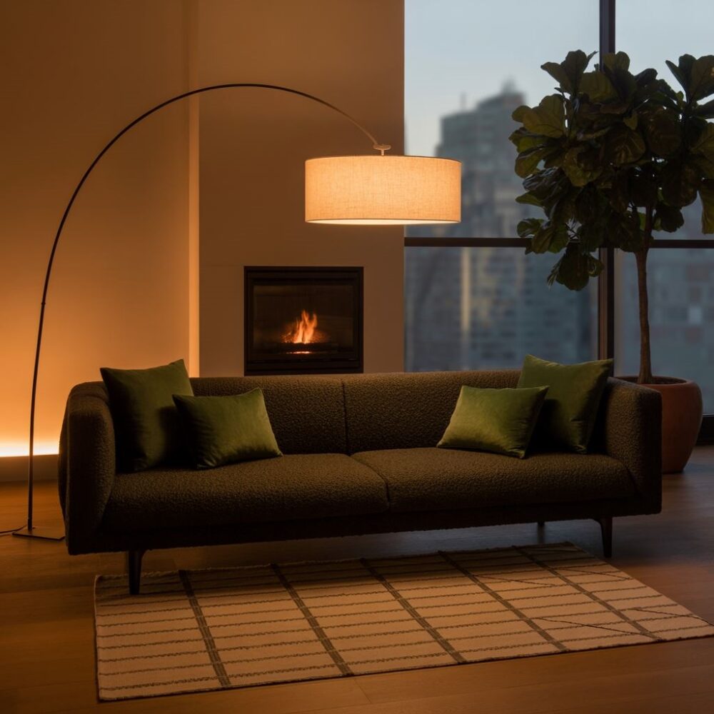 nowoczesny salon z lampami