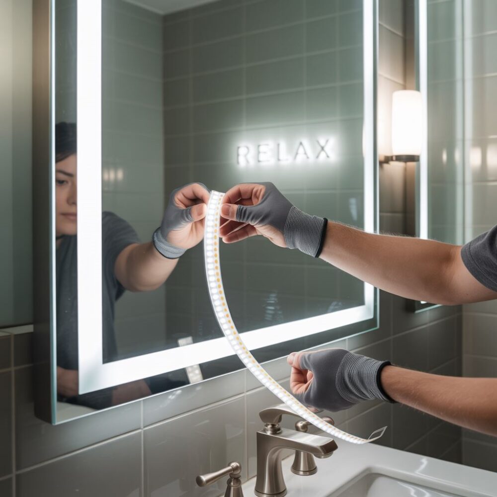 oświetlenie led za lustrem