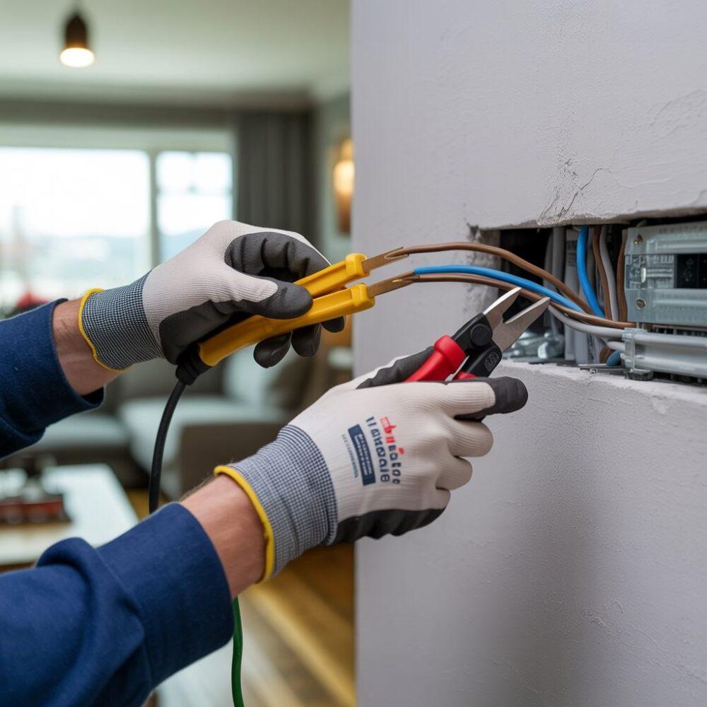 otwarta ściana z przewodami