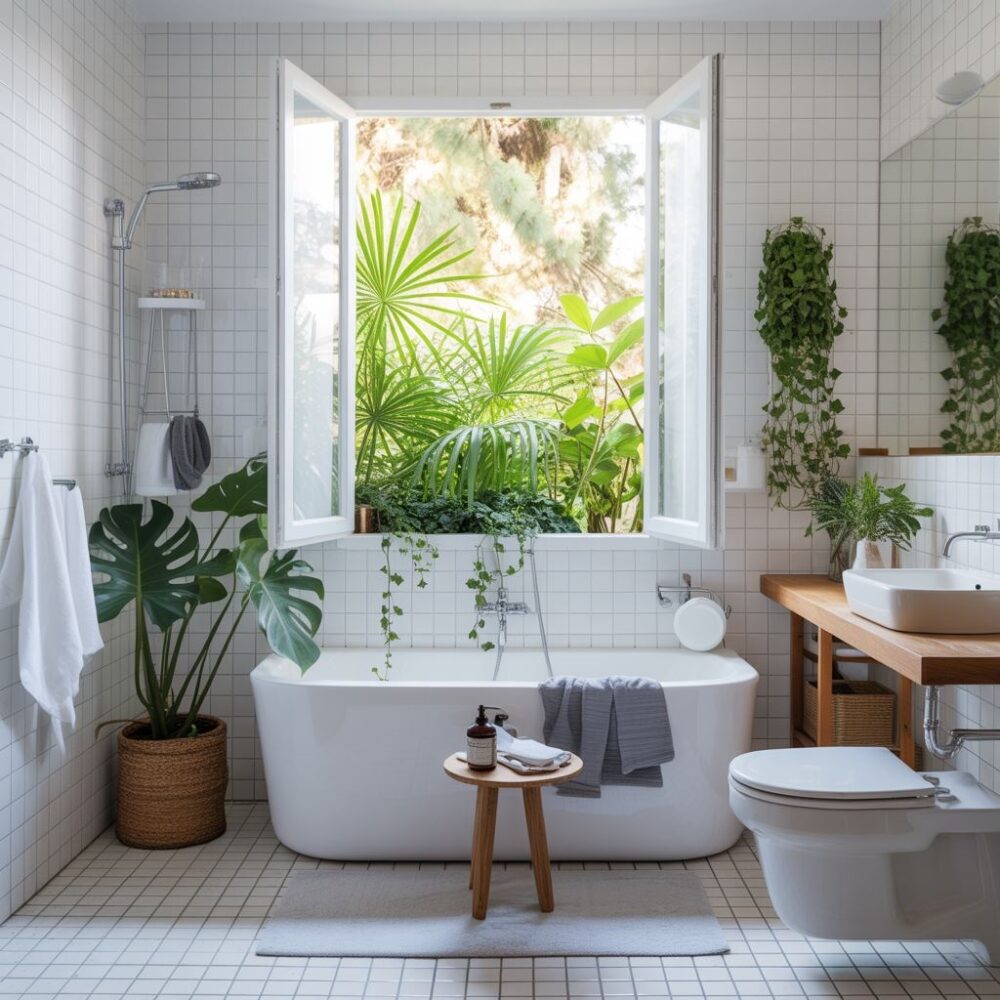 otwarte okno łazienki