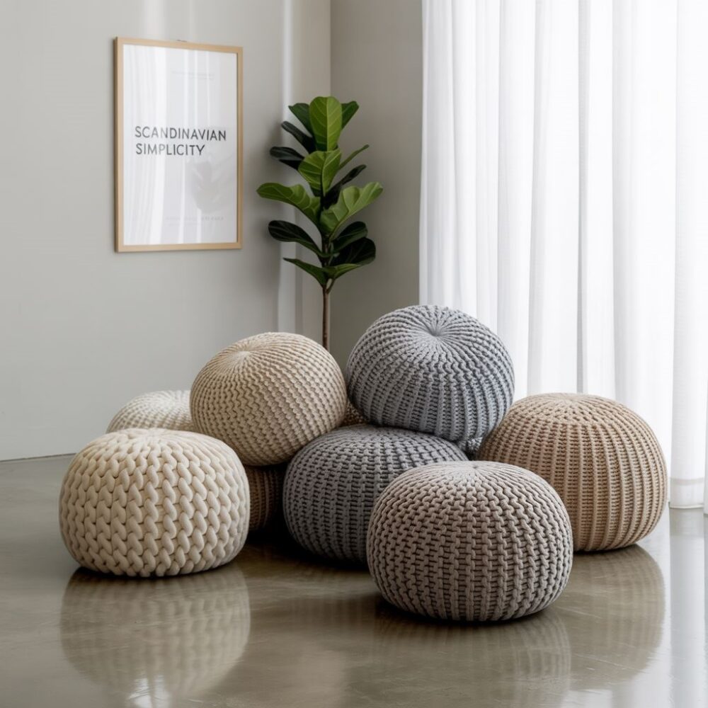 pufa dziergana w salonie