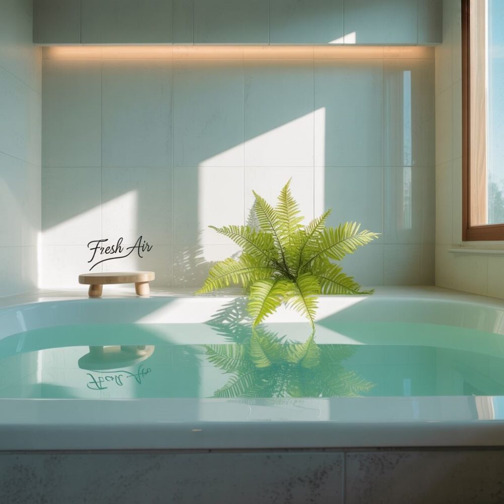 rośliny w łazience