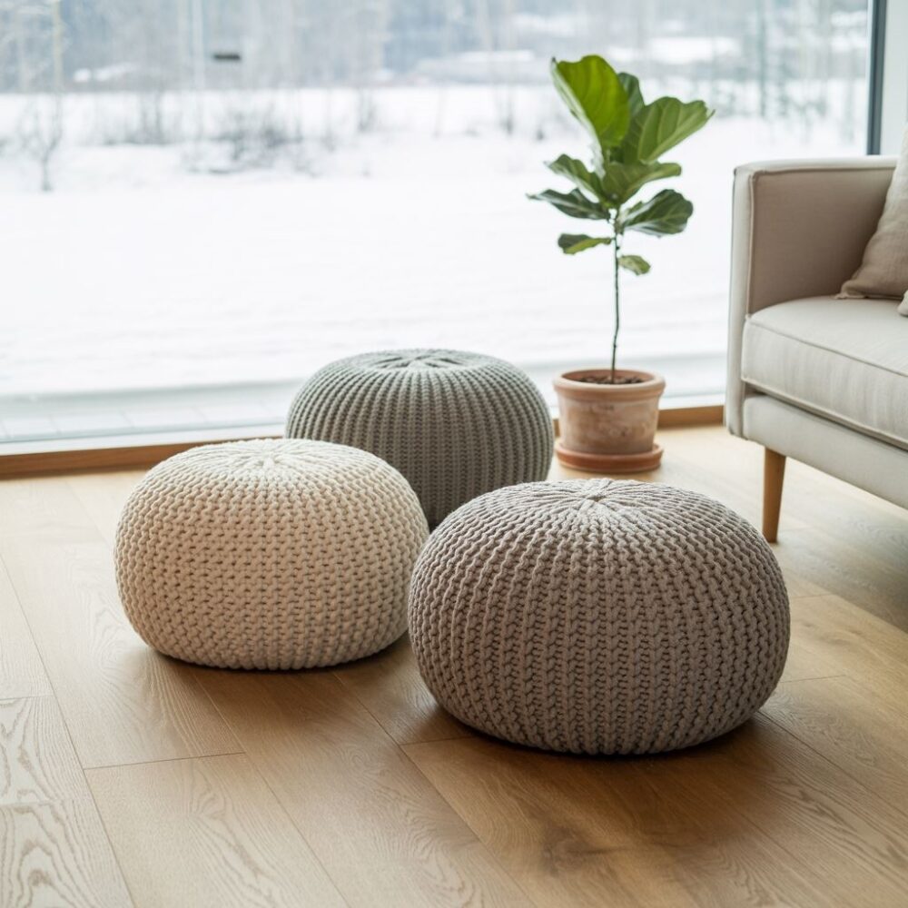 skandynawska pufa ręcznie robiona