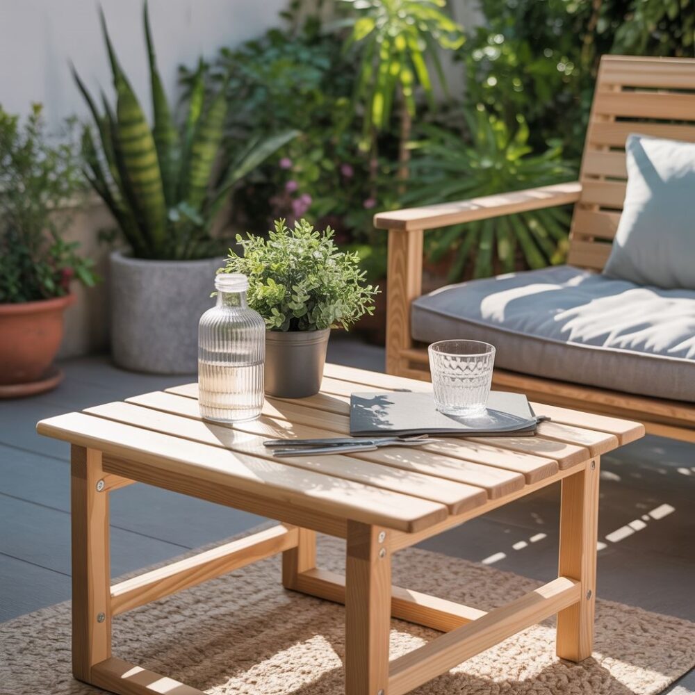 stolik balkonowy z drewna