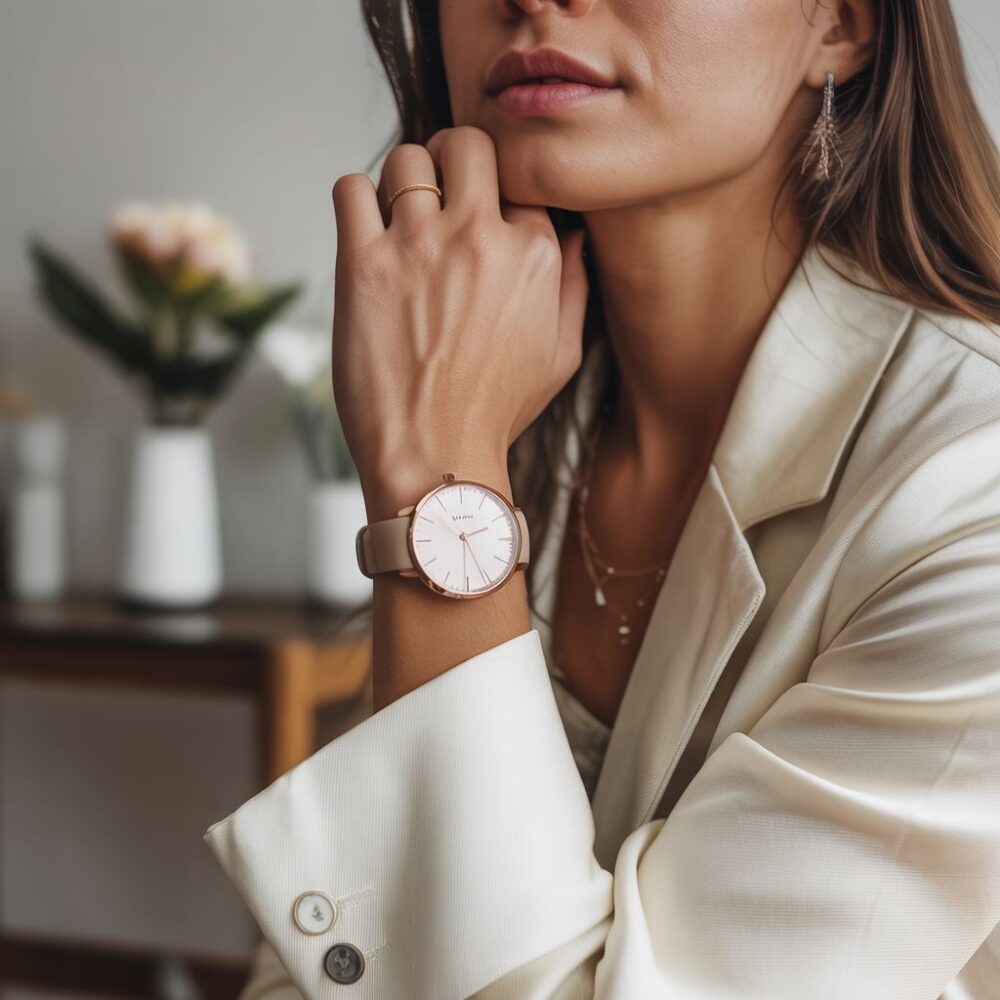 stylowa kobieta z zegarkiem