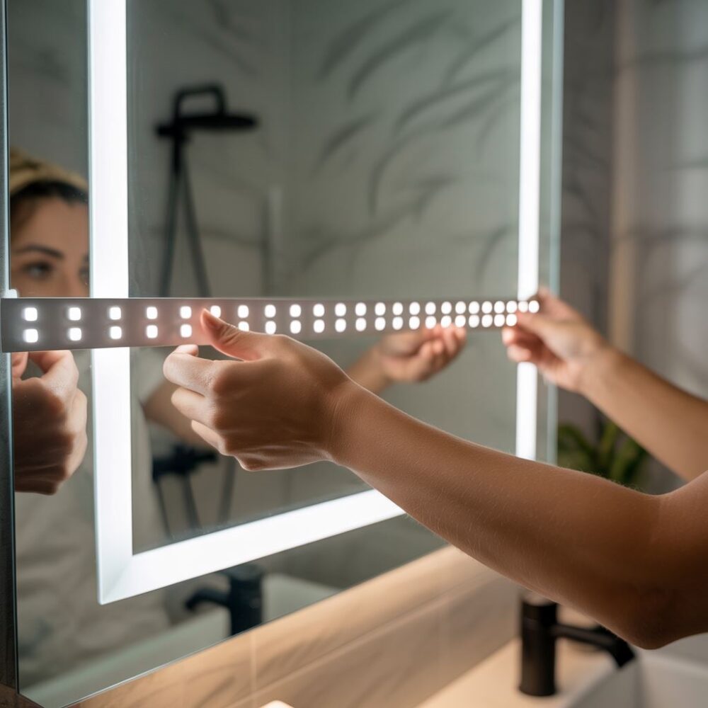 taśma led za lustrem