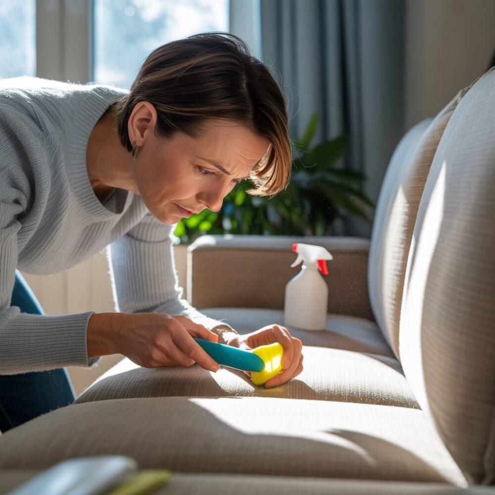 usuwanie gumy z kanapy