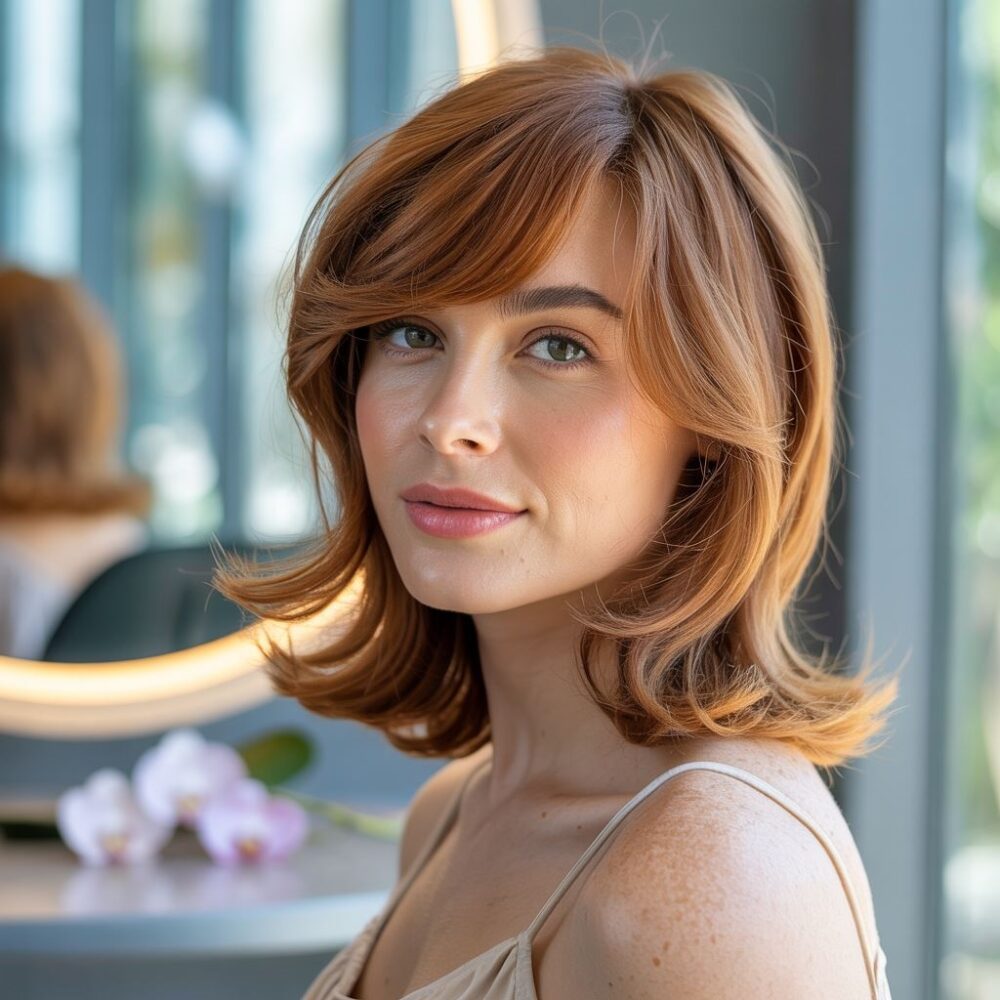 warstwowe włosy z grzywką