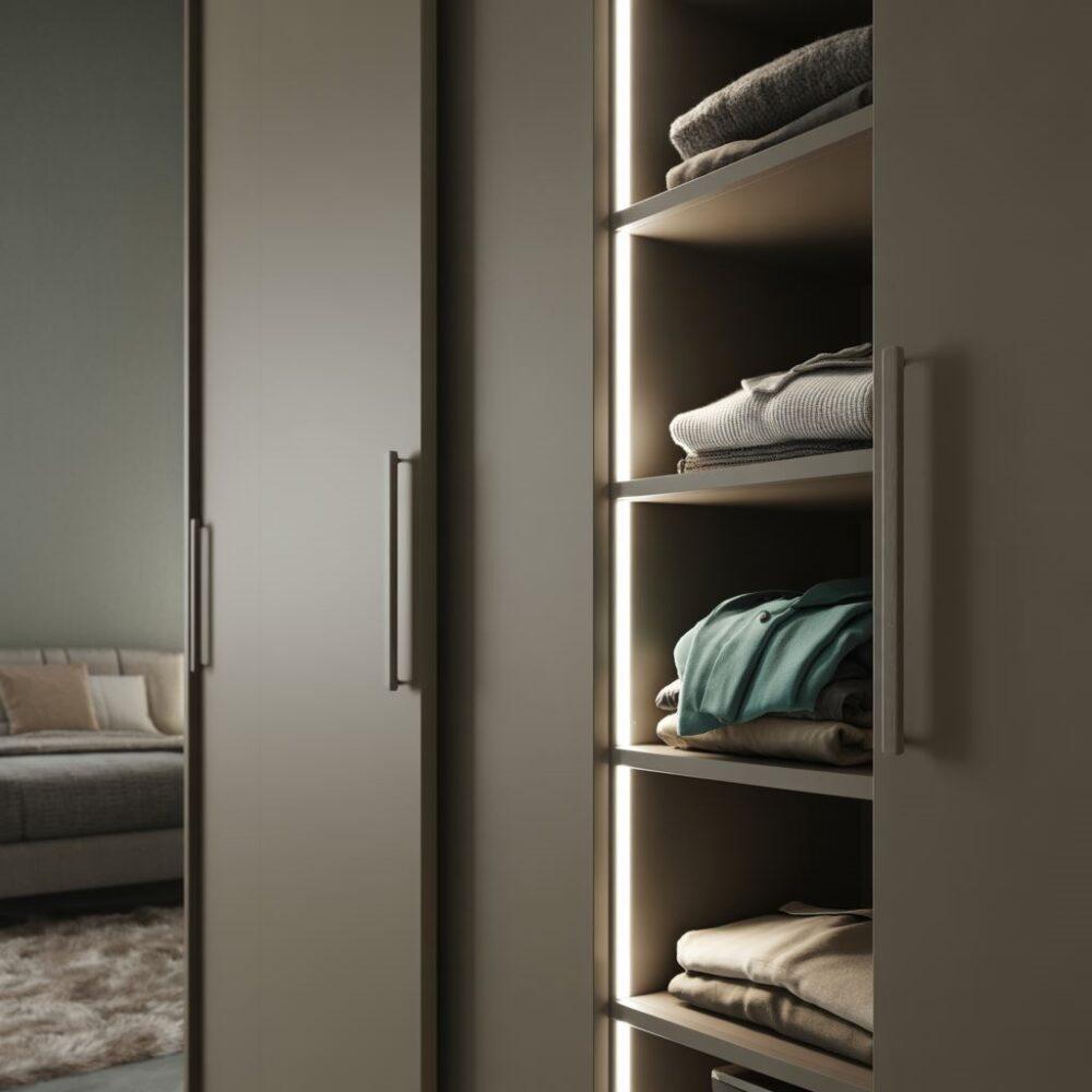 wnętrze szafy z lampkami