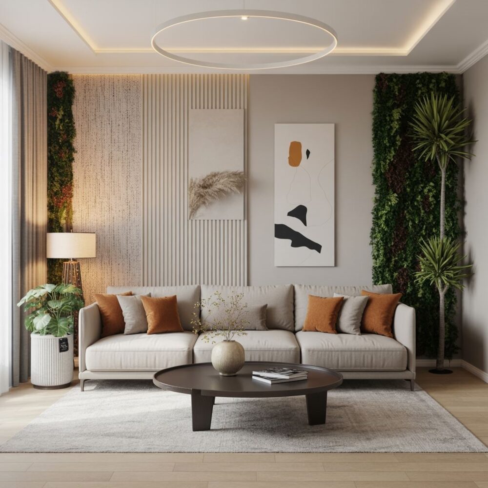 zielona ściana z roślin