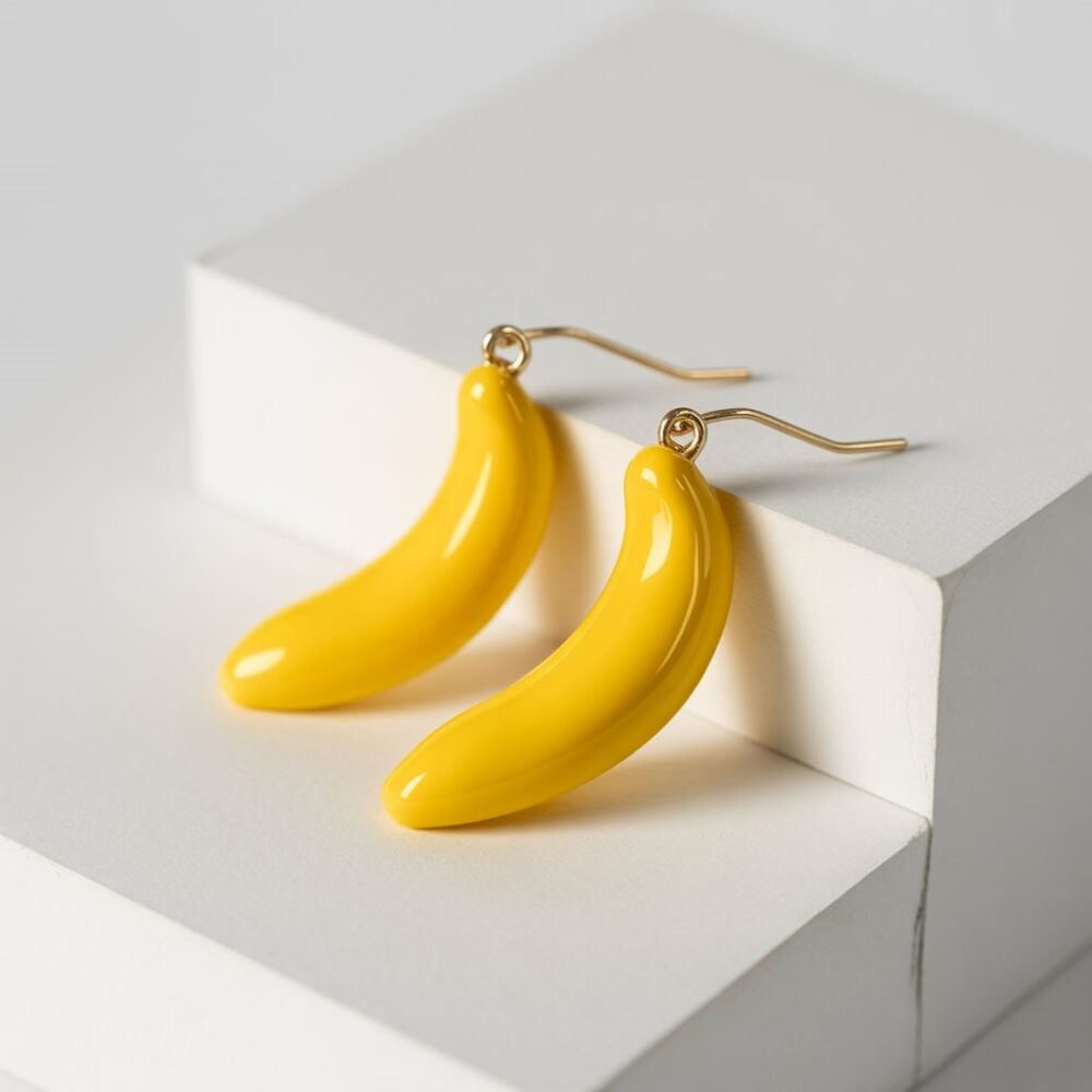 żółte kolczyki banany